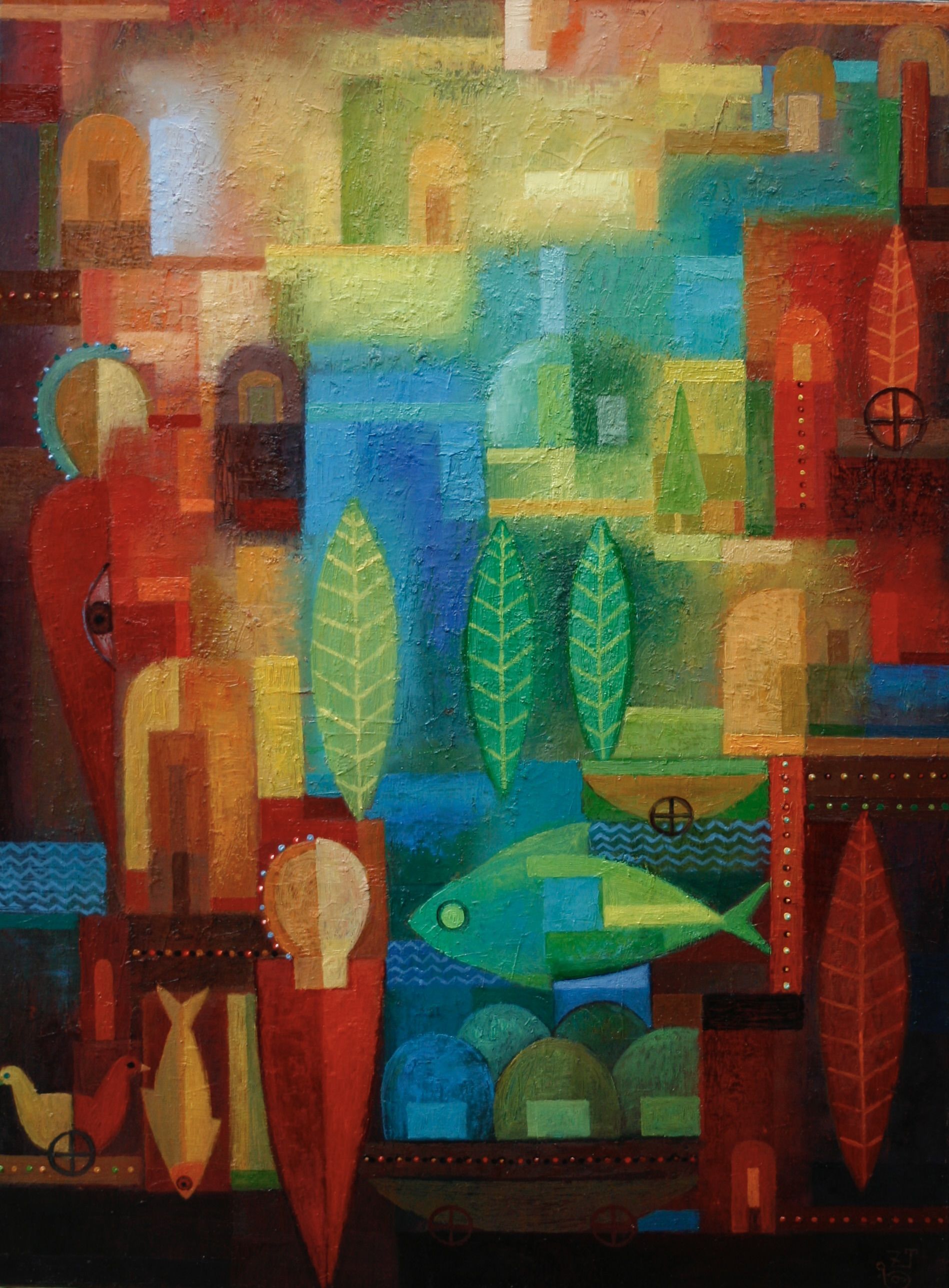 Cubistische Komposition 2025 Öl auf Leinwand 60 X 50 Cm