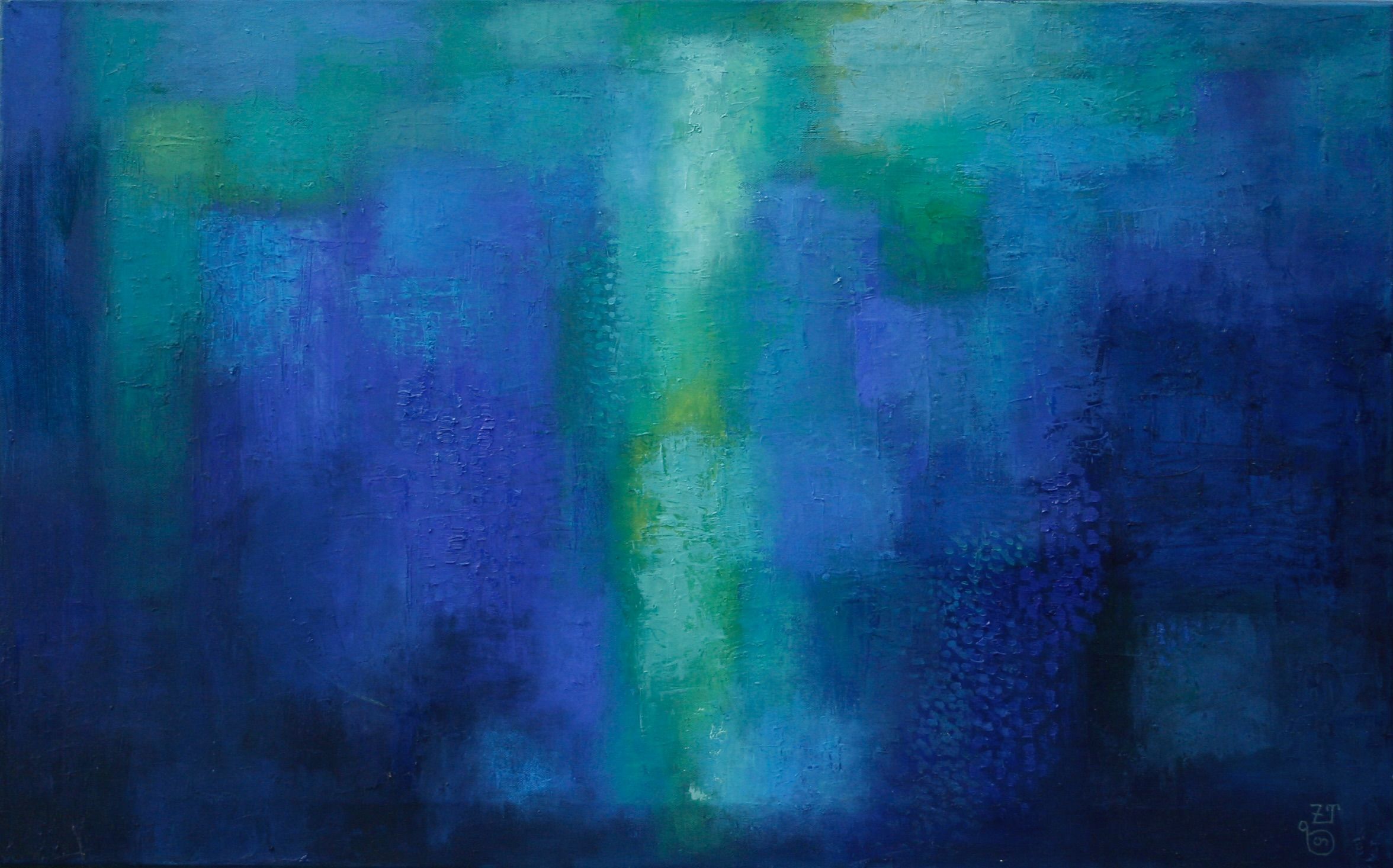 Landschaft in Blau | Landscape in blue 2024 Öl uf Leinwand 50 X 80 Cm